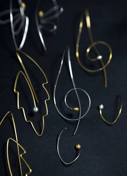 Sterling Silver Earrings Bass Clef And A Treble Clef