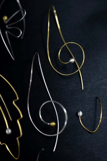 Sterling Silver Earrings Bass Clef And A Treble Clef