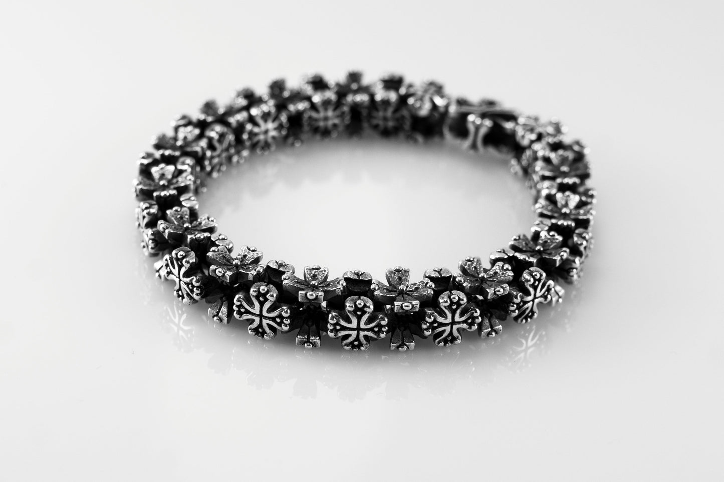 Heavy Sterling Silver Cross Bracelet
