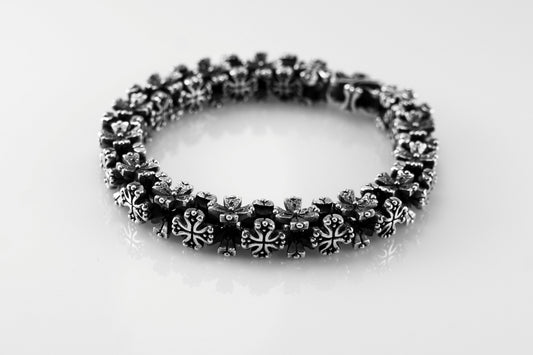 Heavy Sterling Silver Cross Bracelet
