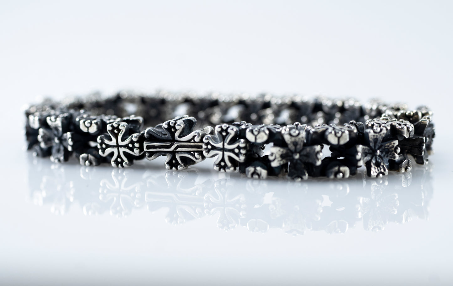 Heavy Sterling Silver Cross Bracelet