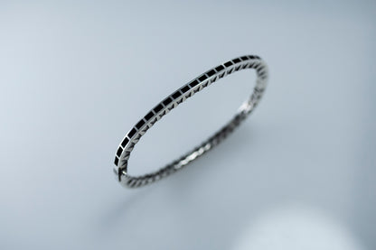 Men's Geometric Silver Bracelet Set Modern Square Pattern Jewelry