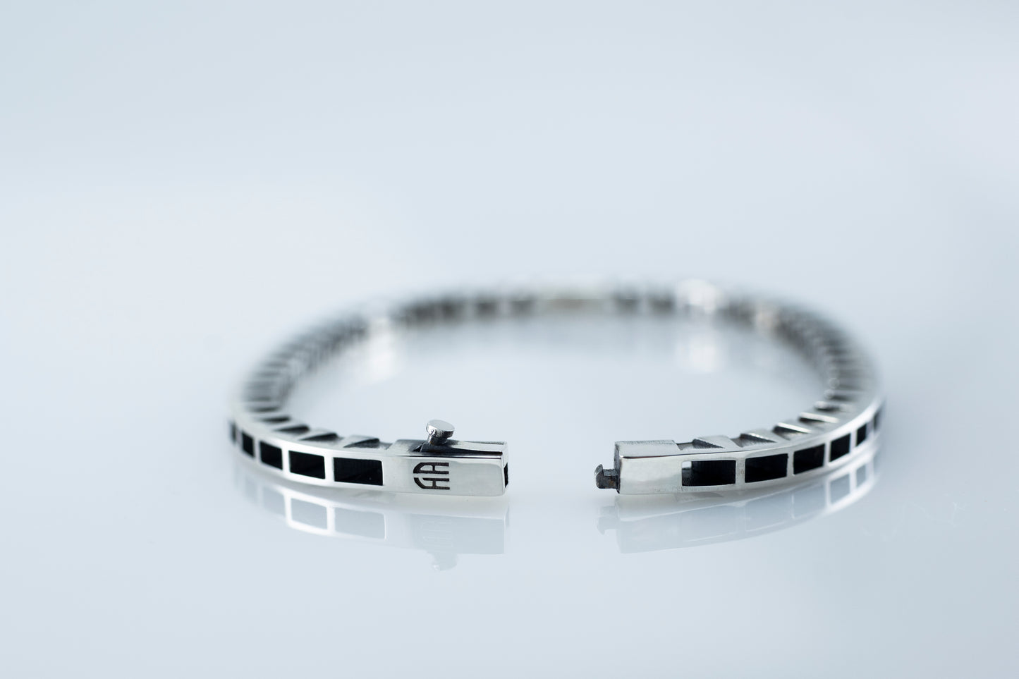 Men's Geometric Silver Bracelet Set Modern Square Pattern Jewelry
