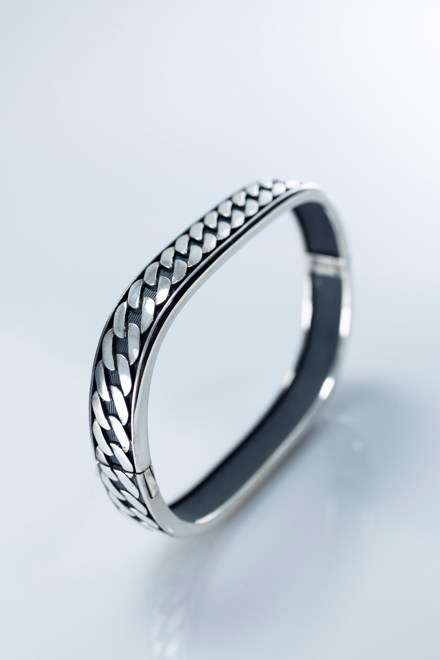 Men's Oxidized Sterling Silver Curb Chain Bracelet