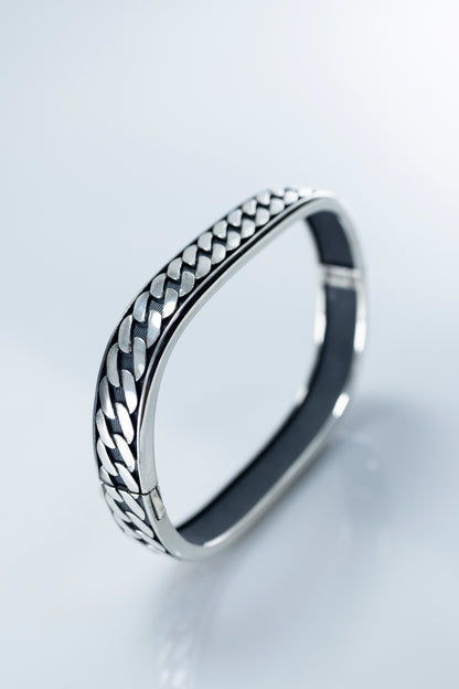 Men's Oxidized Sterling Silver Curb Chain Bracelet