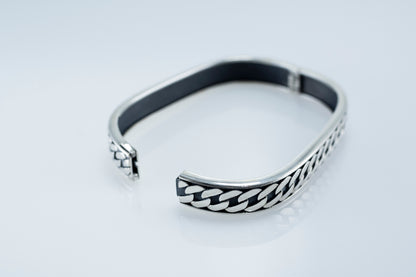 Men's Oxidized Sterling Silver Curb Chain Bracelet