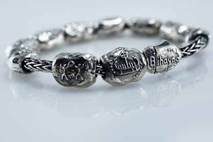 Bracelet with petroglyph beads, ethnic style jewelry.