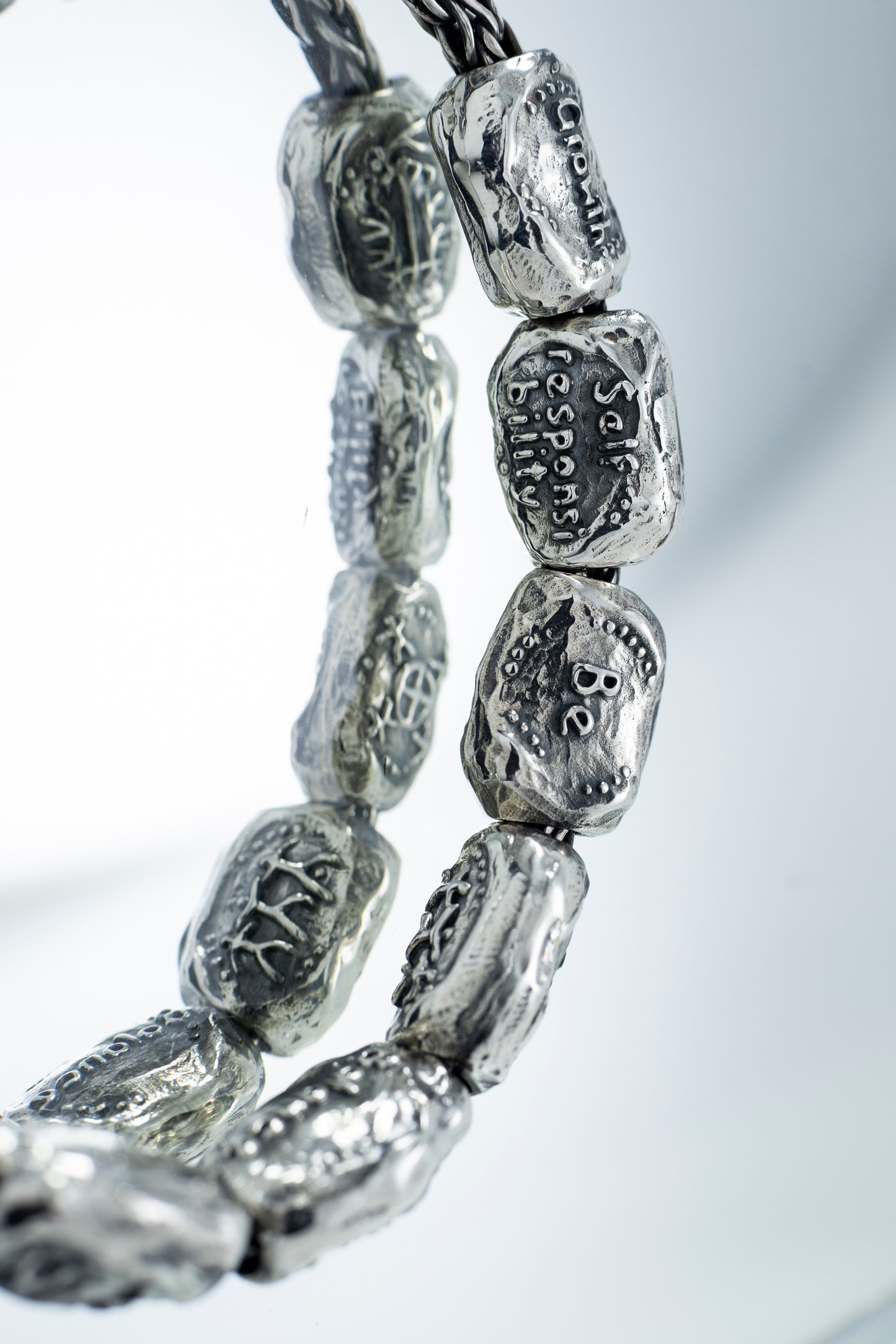 Bracelet with petroglyph beads, ethnic style jewelry.