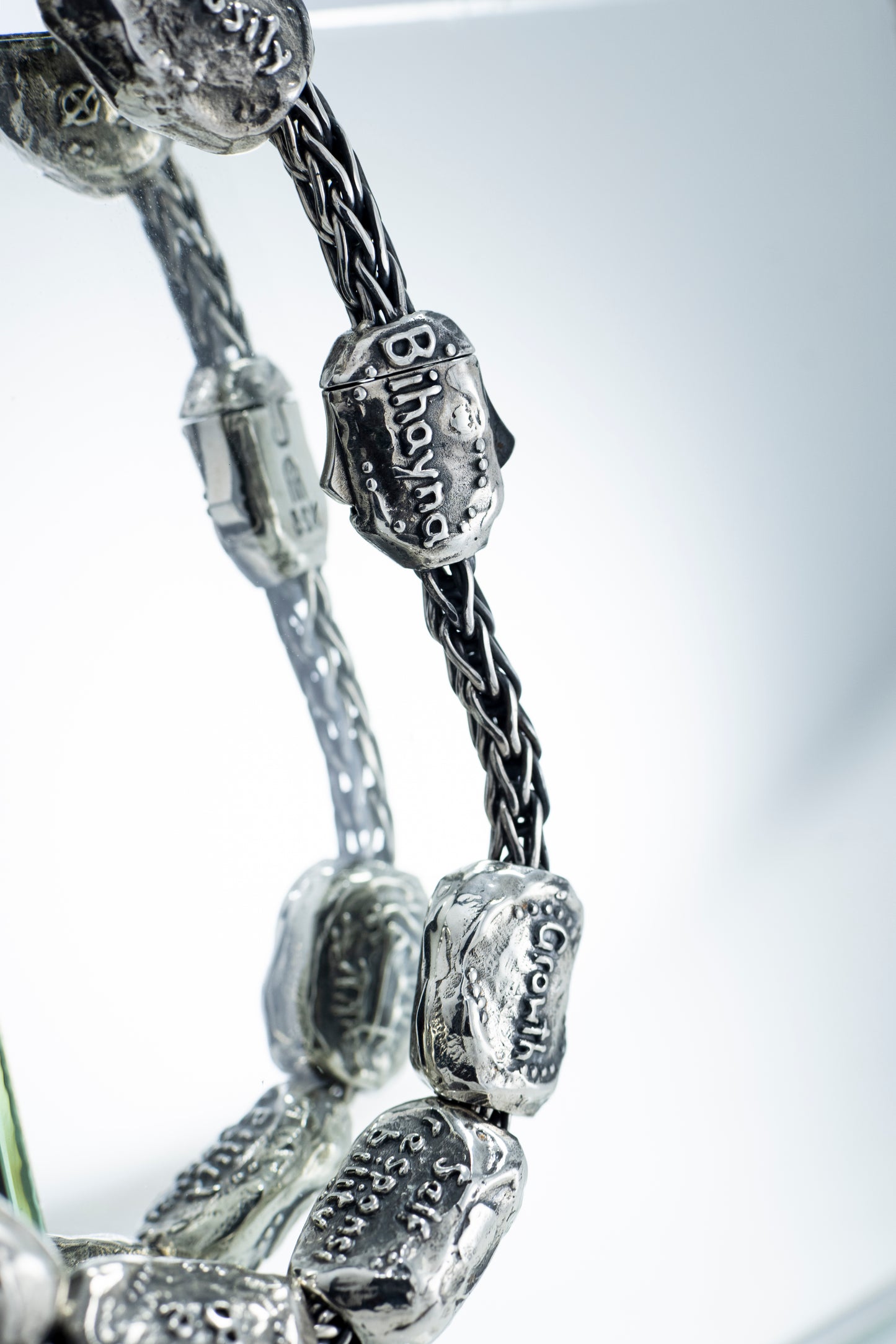 Bracelet with petroglyph beads, ethnic style jewelry.