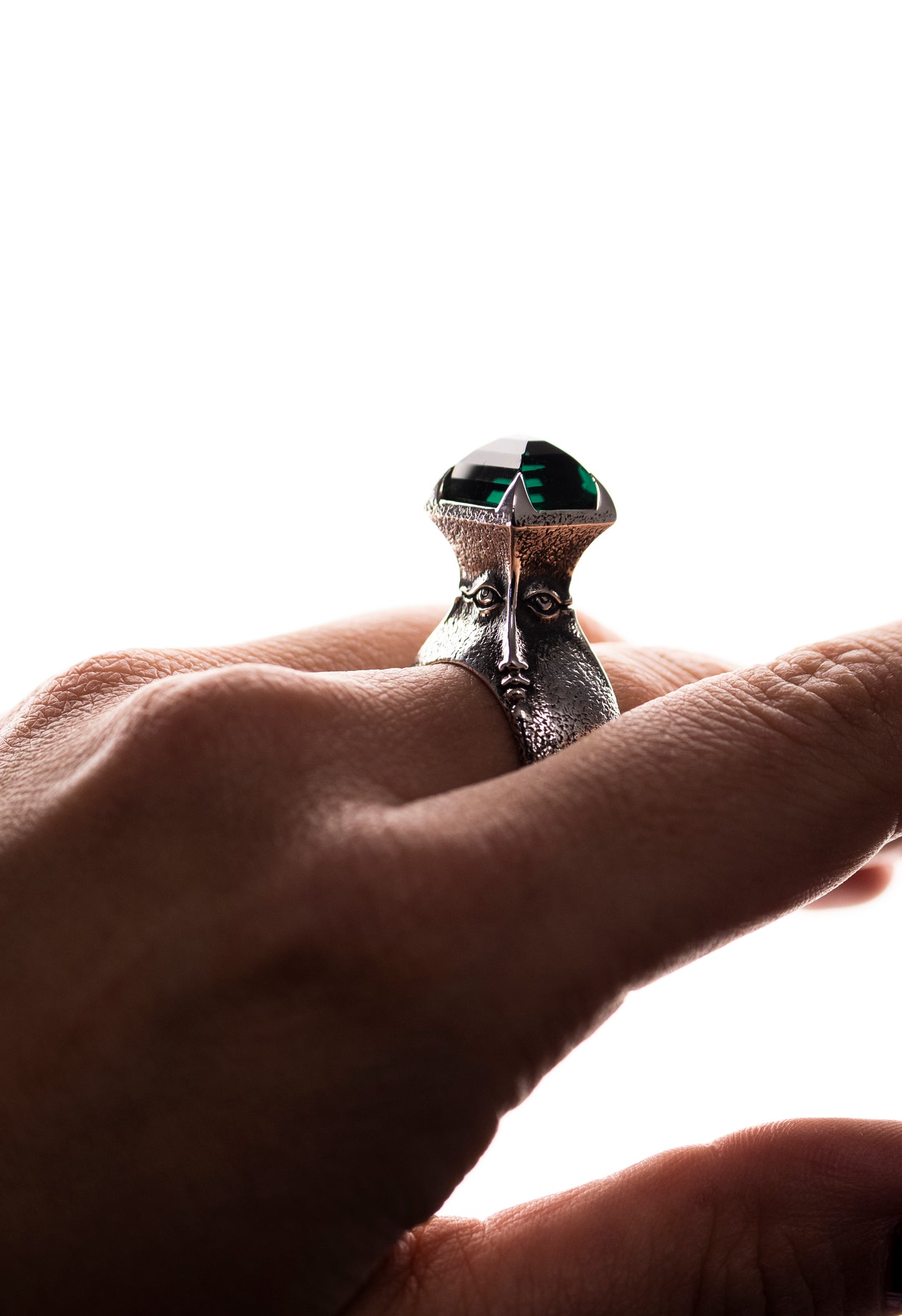 Handcrafted Sterling Silver Face Ring