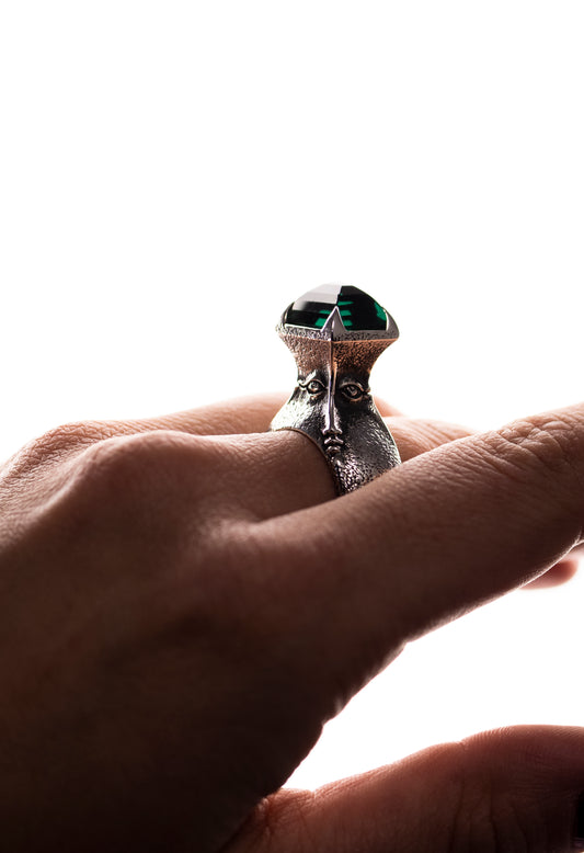 Handcrafted Sterling Silver Face Ring