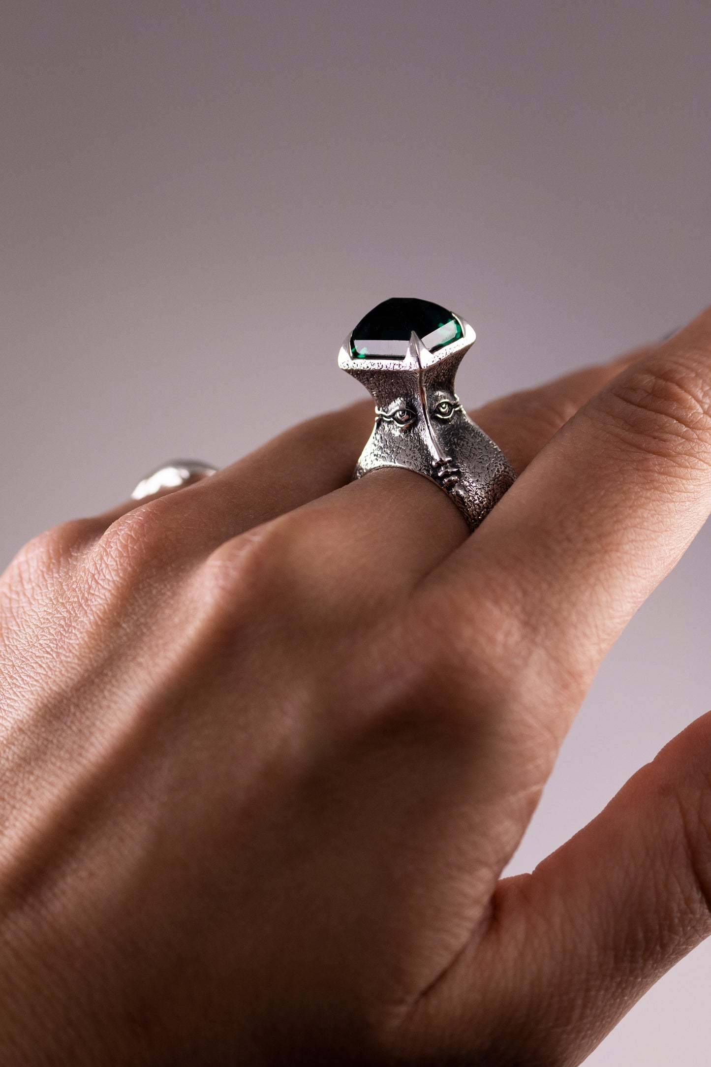 Handcrafted Sterling Silver Face Ring