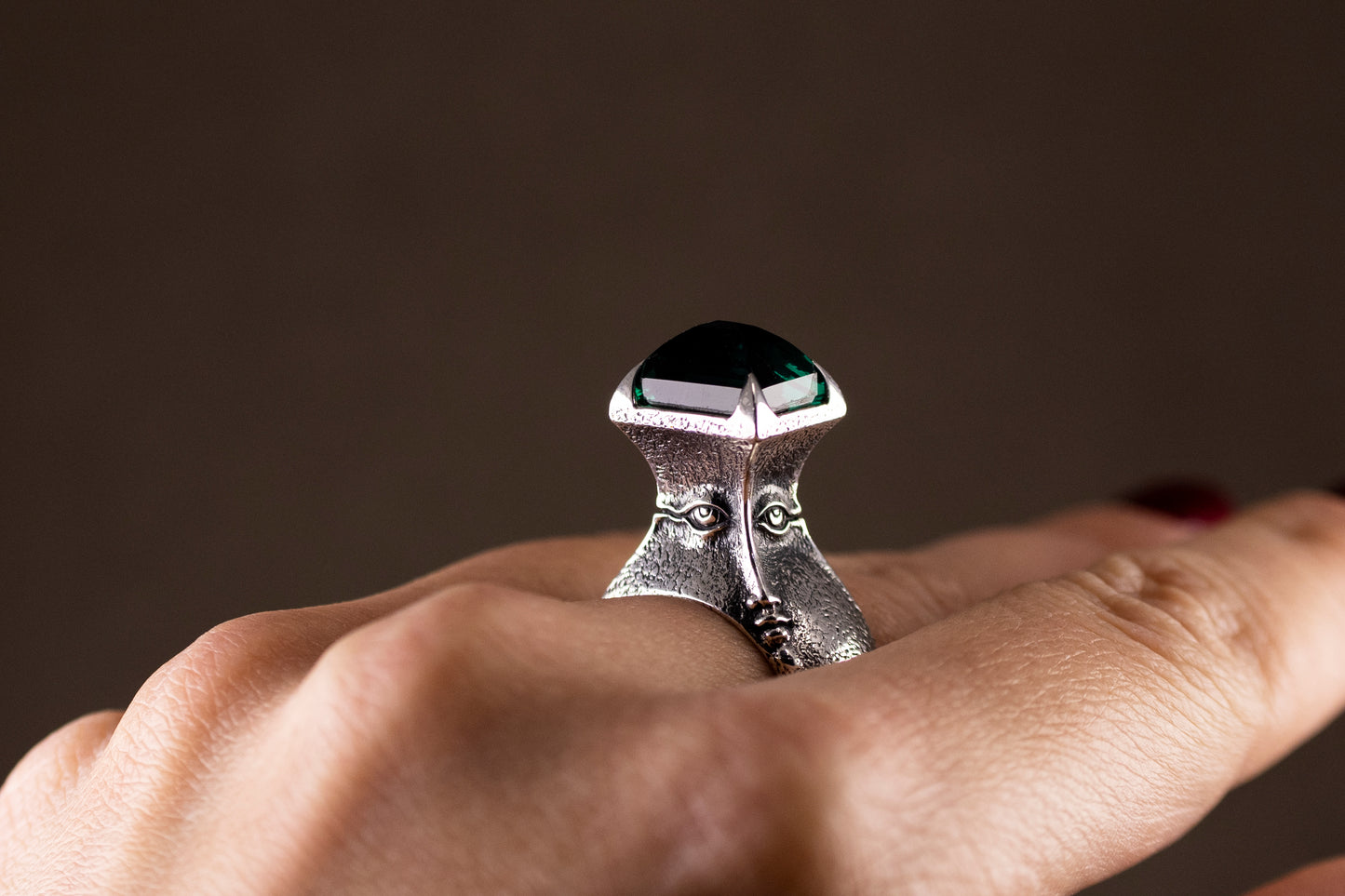 Handcrafted Sterling Silver Face Ring