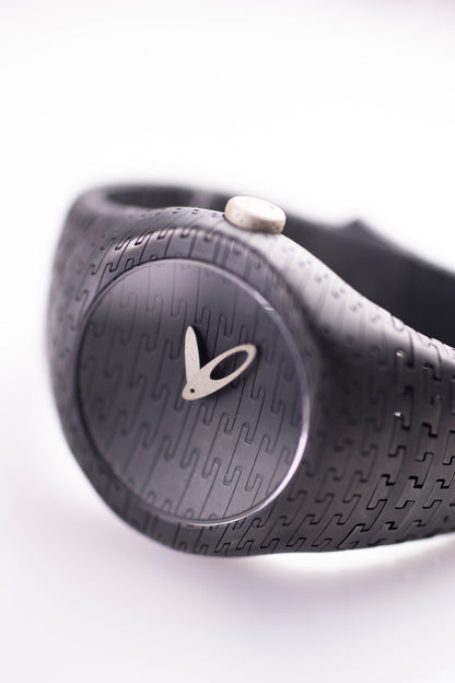 Sterling Silver Matte Black Modern Wrist Watch