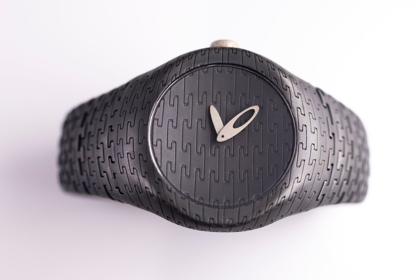Sterling Silver Matte Black Modern Wrist Watch