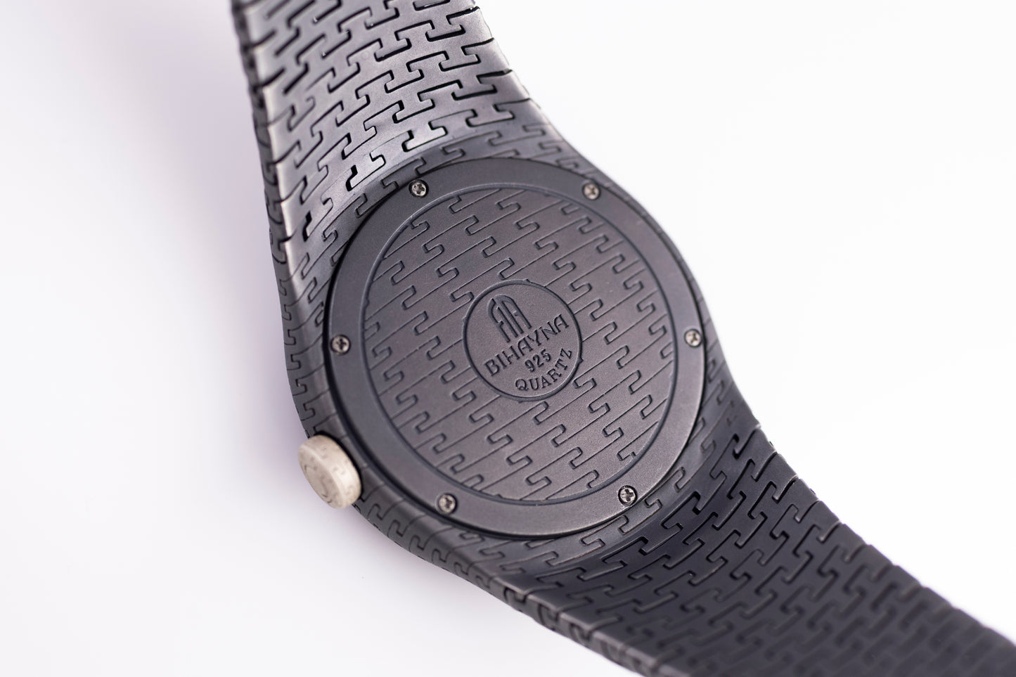 Sterling Silver Matte Black Modern Wrist Watch
