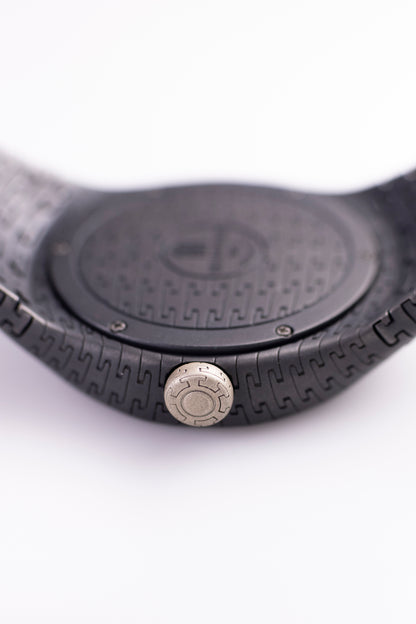 Sterling Silver Matte Black Modern Wrist Watch