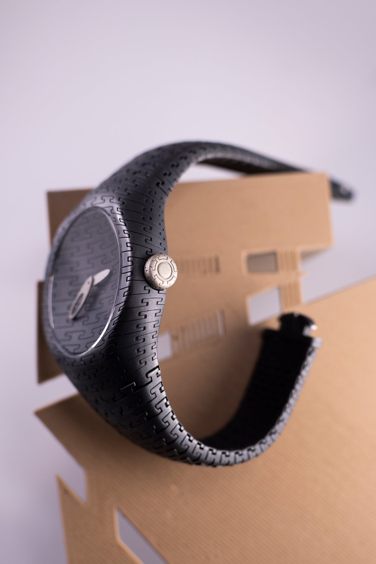 Sterling Silver Matte Black Modern Wrist Watch
