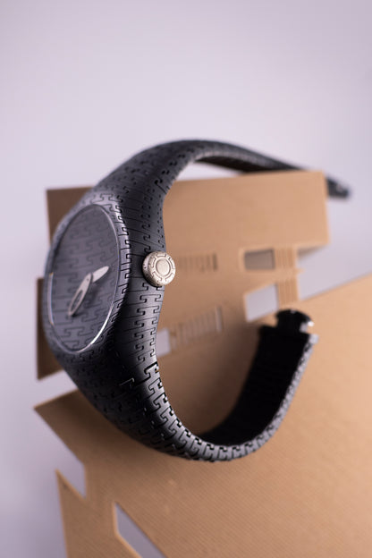 Sterling Silver Matte Black Modern Wrist Watch