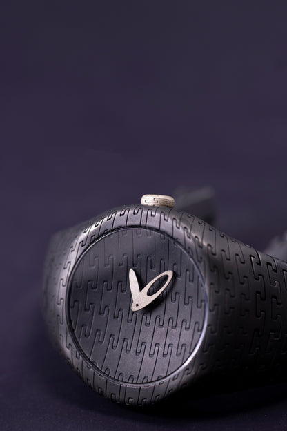 Sterling Silver Matte Black Modern Wrist Watch