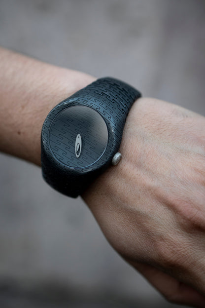 Sterling Silver Matte Black Modern Wrist Watch
