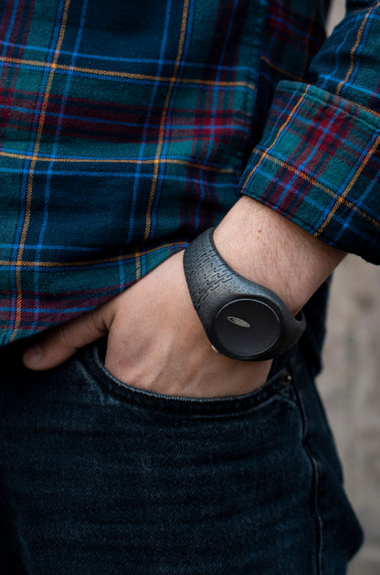 Sterling Silver Matte Black Modern Wrist Watch