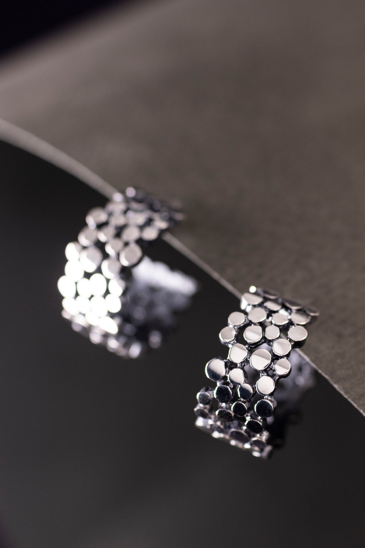 Sterling Silver Textured Hoop Earrings