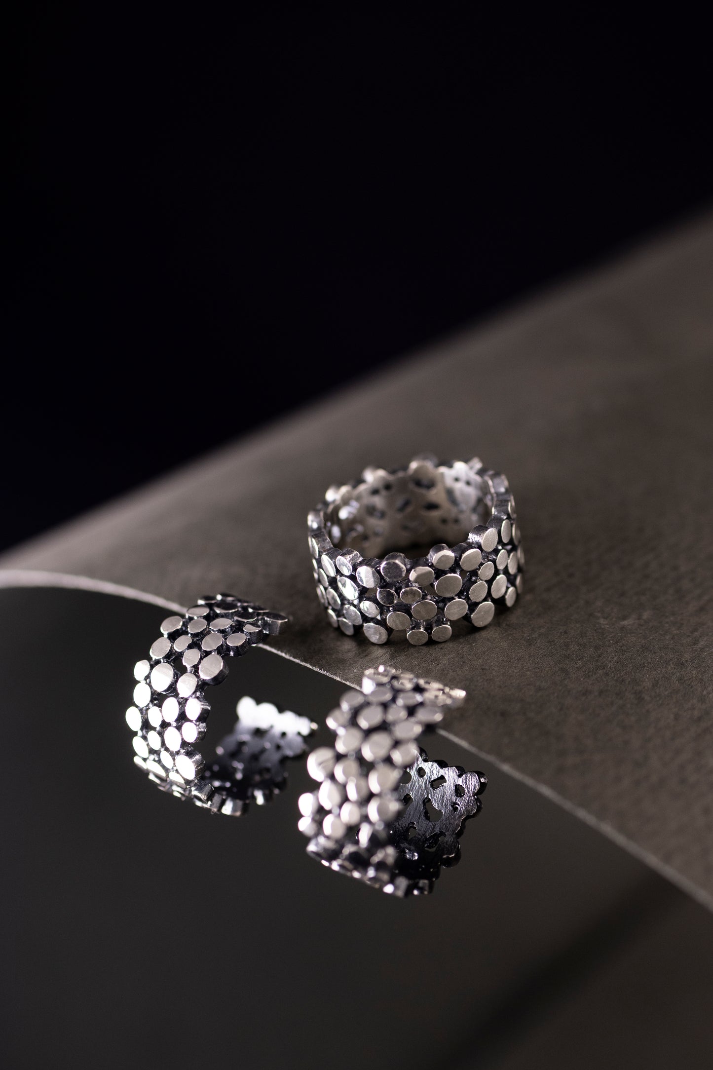 Sterling Silver Textured Hoop Earrings