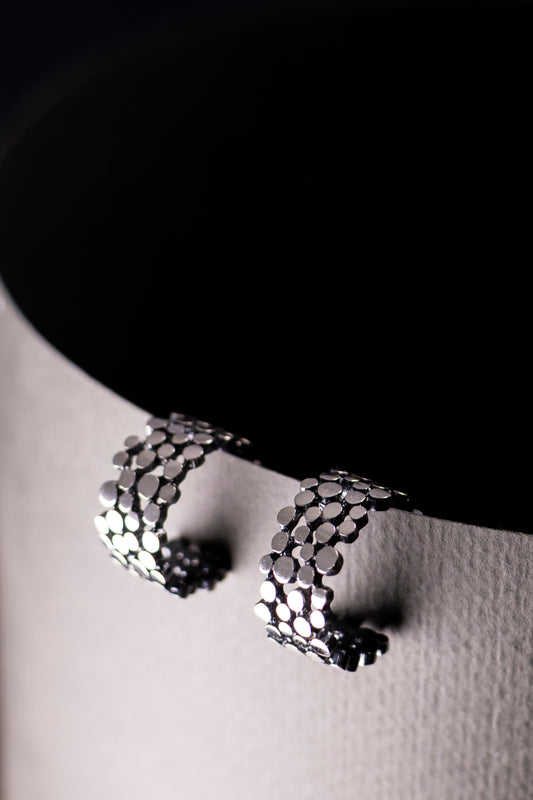 Sterling Silver Textured Hoop Earrings