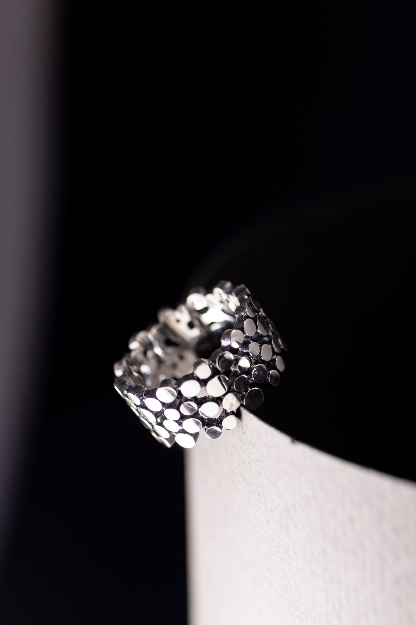 Handmade Sterling Silver Dotted Band Ring: Modern Geometric Jewelry