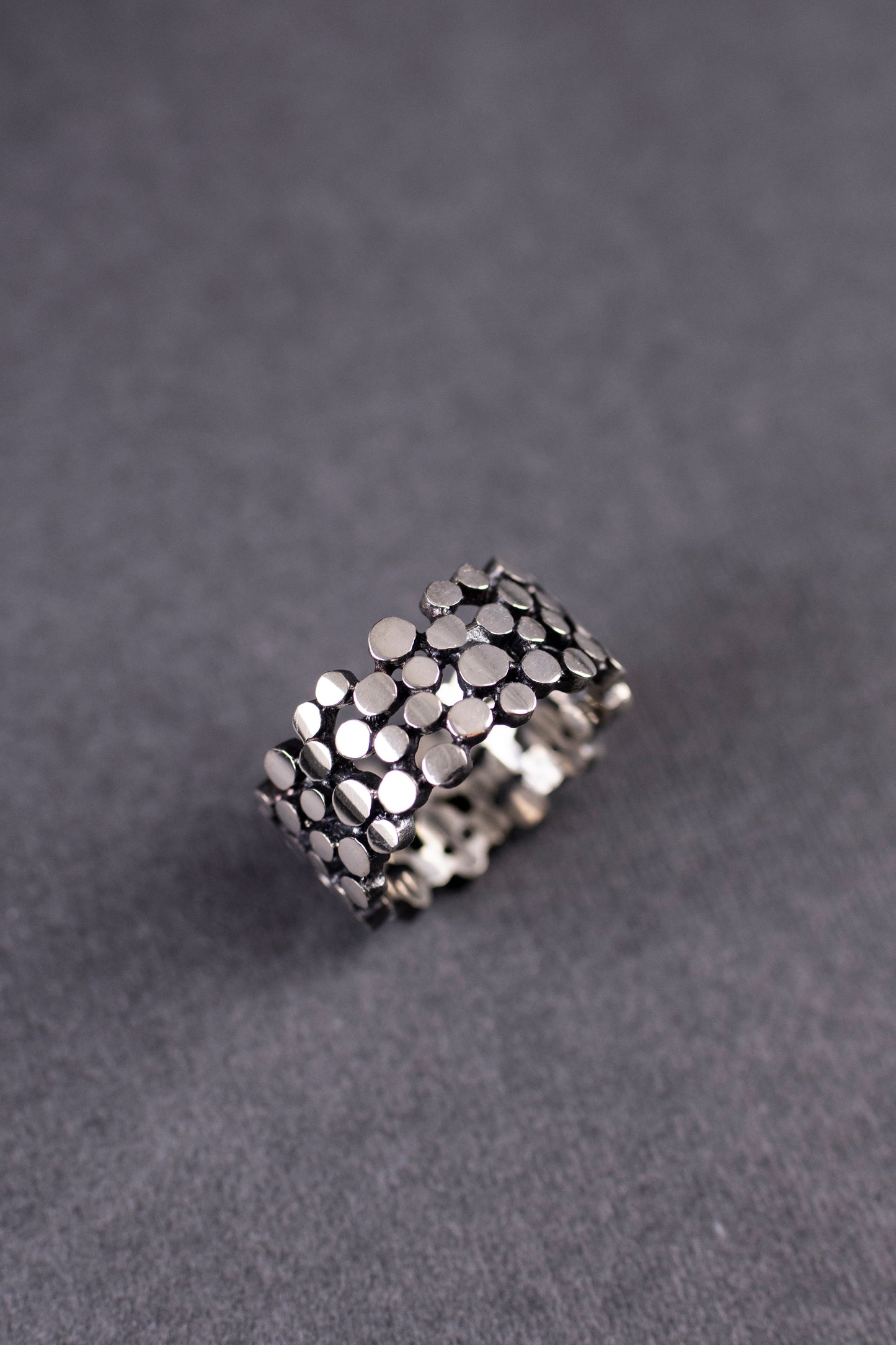 Handmade Sterling Silver Dotted Band Ring: Modern Geometric Jewelry