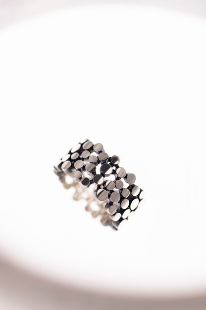 Handmade Sterling Silver Dotted Band Ring: Modern Geometric Jewelry