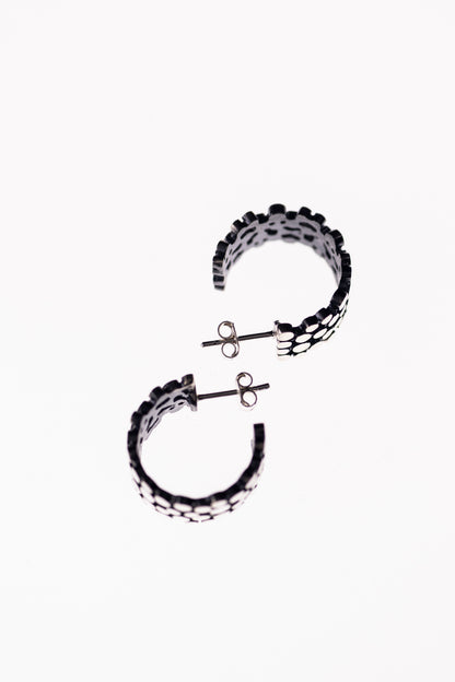 Sterling Silver Textured Hoop Earrings