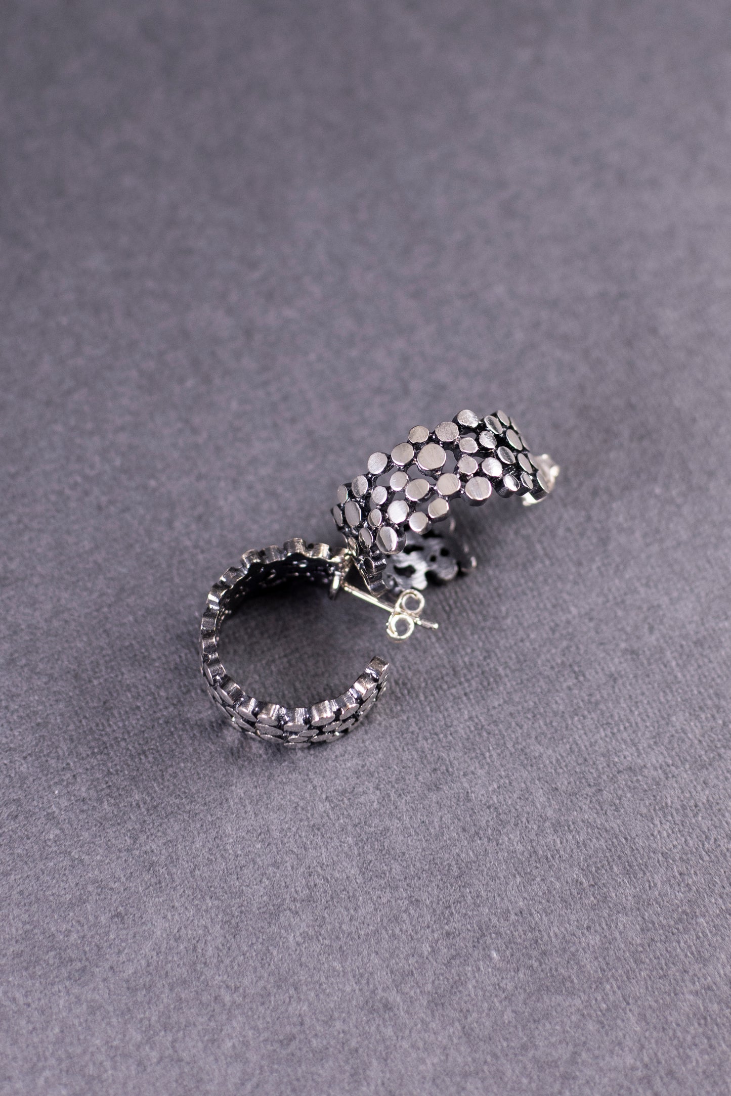 Sterling Silver Textured Hoop Earrings