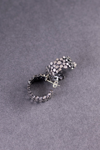 Sterling Silver Textured Hoop Earrings