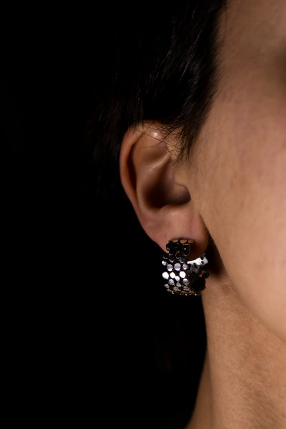 Sterling Silver Textured Hoop Earrings