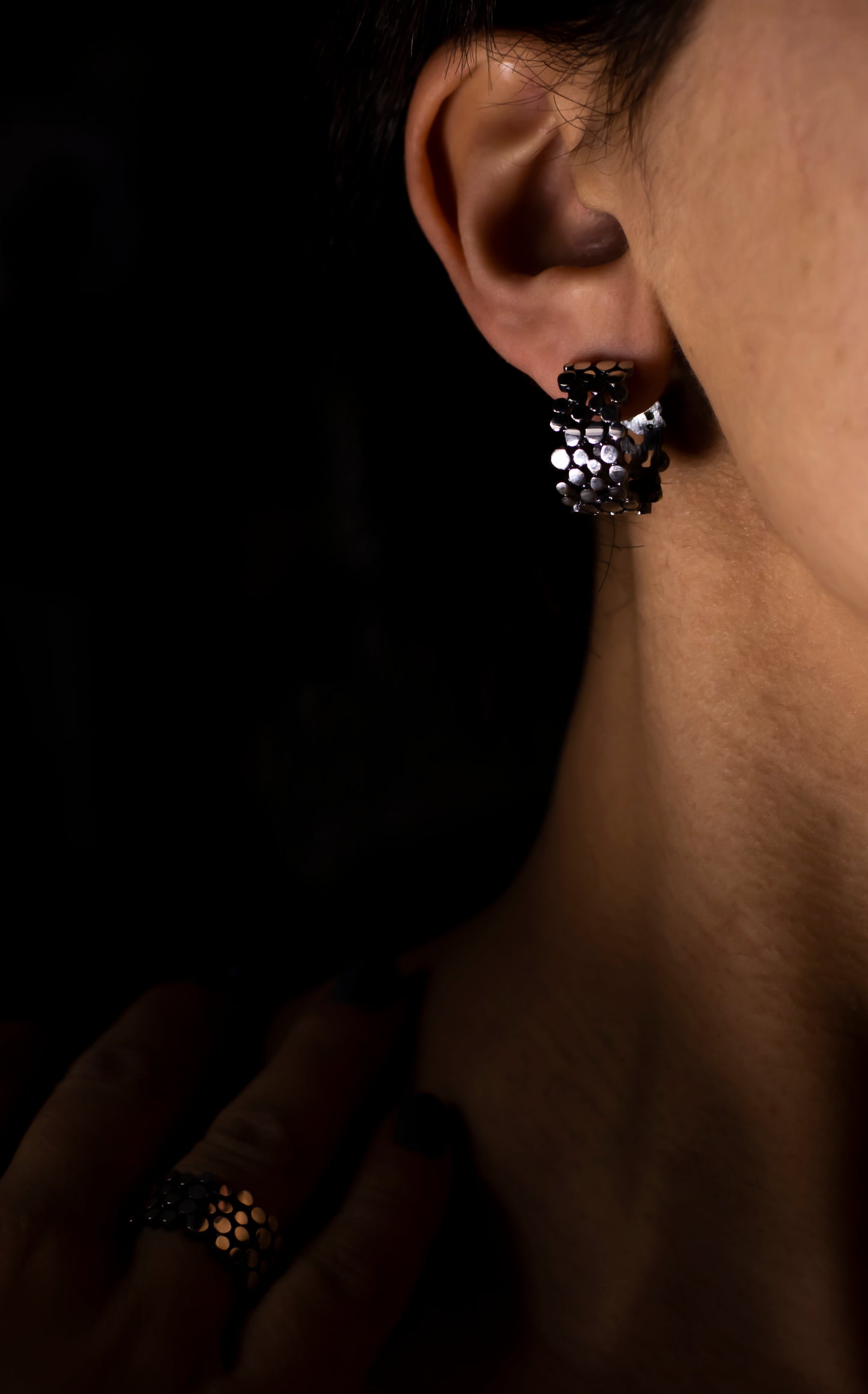 Sterling Silver Textured Hoop Earrings