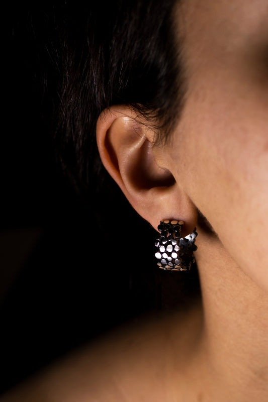 Sterling Silver Textured Hoop Earrings