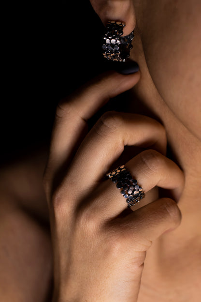 Sterling Silver Textured Hoop Earrings