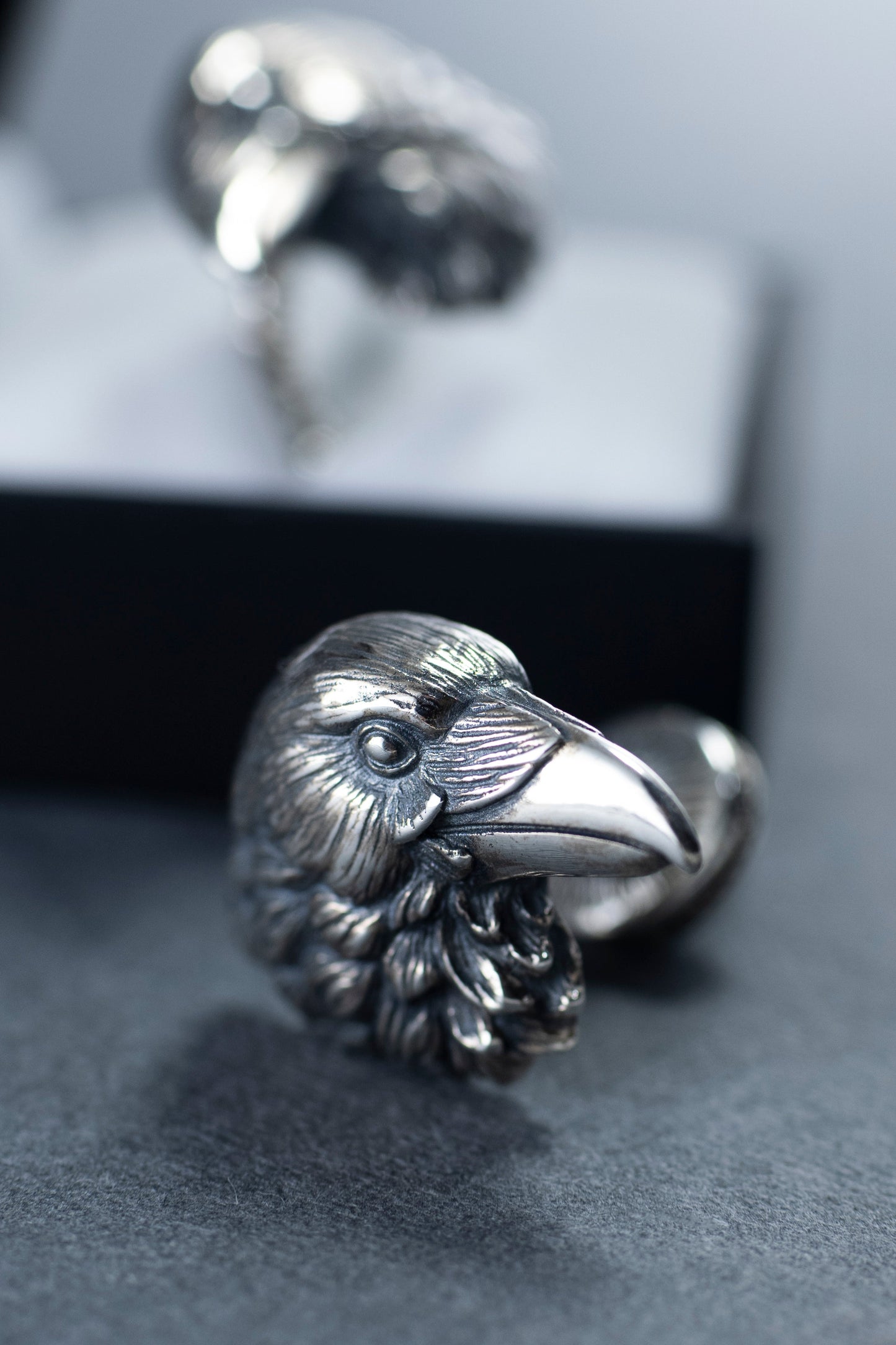 Oxidized Sterling Silver Raven Cufflinks