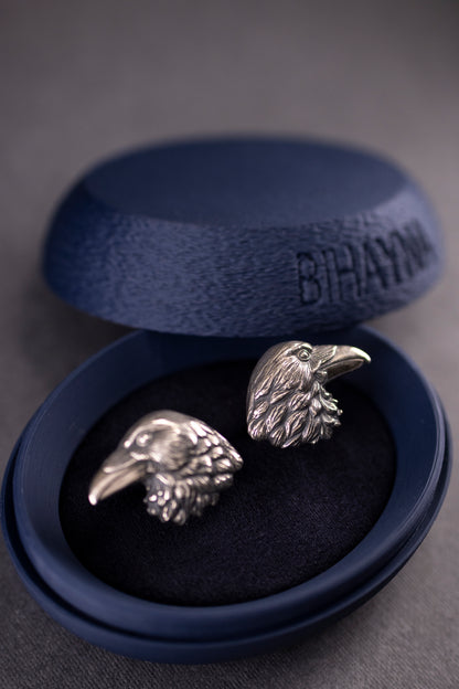 Oxidized Sterling Silver Raven Cufflinks