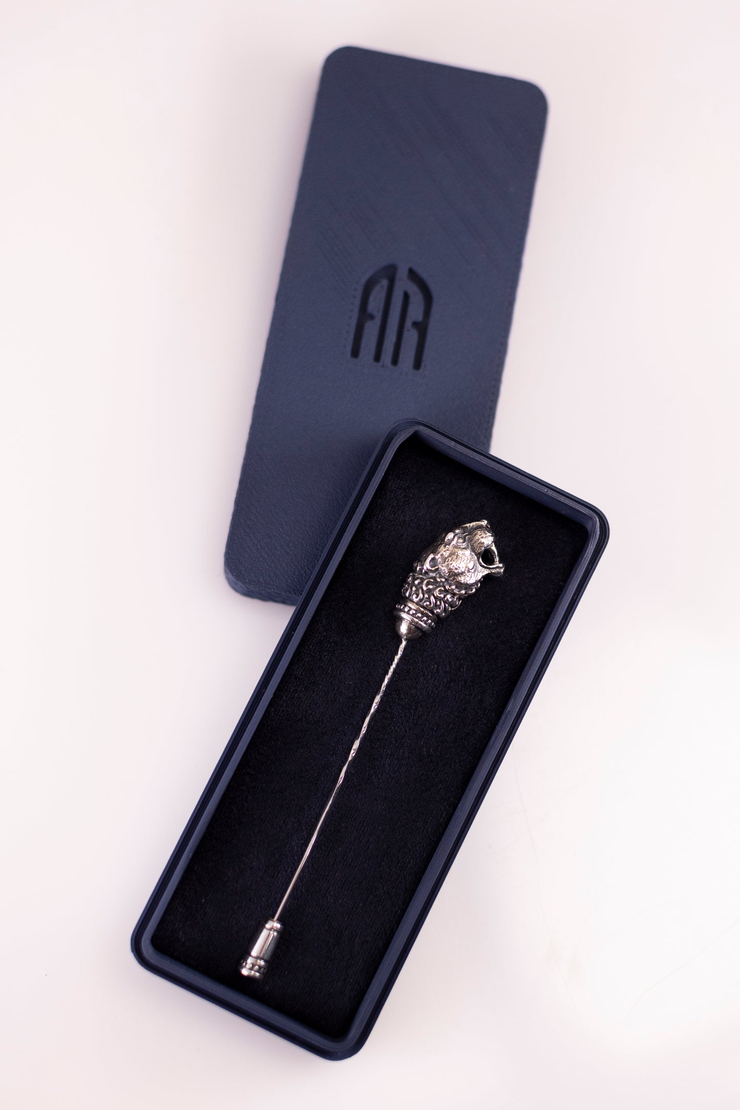 Silver Lion Head Stick Pin Lapel Pin