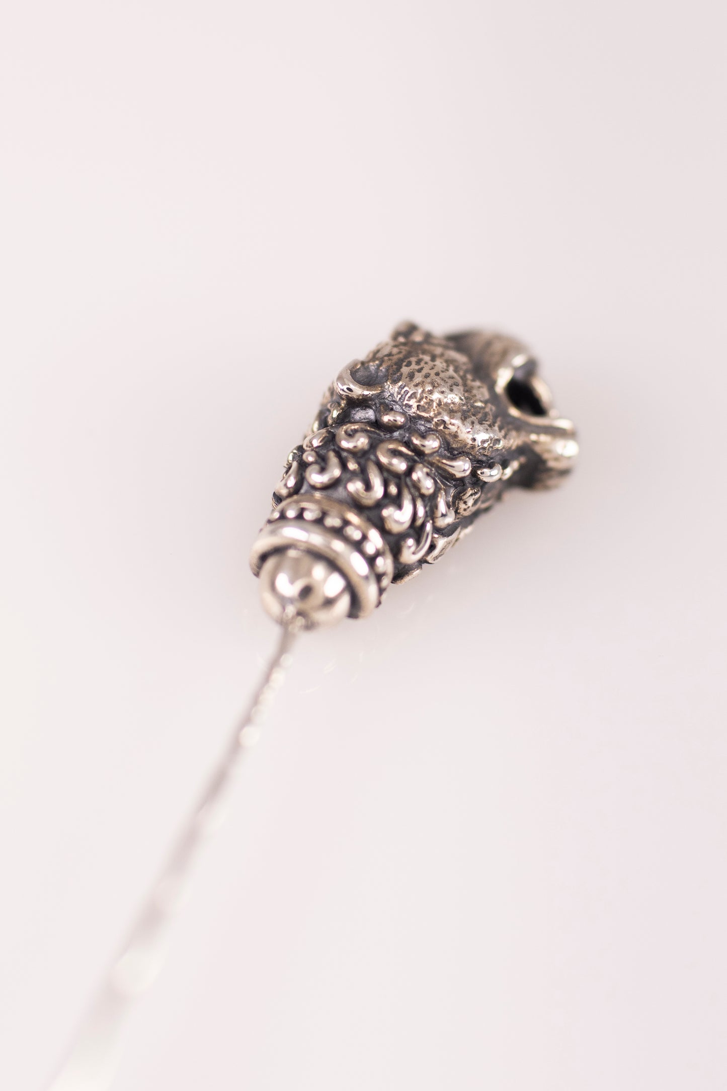 Silver Lion Head Stick Pin Lapel Pin
