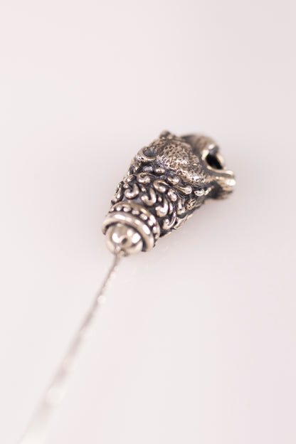 Silver Lion Head Stick Pin Lapel Pin