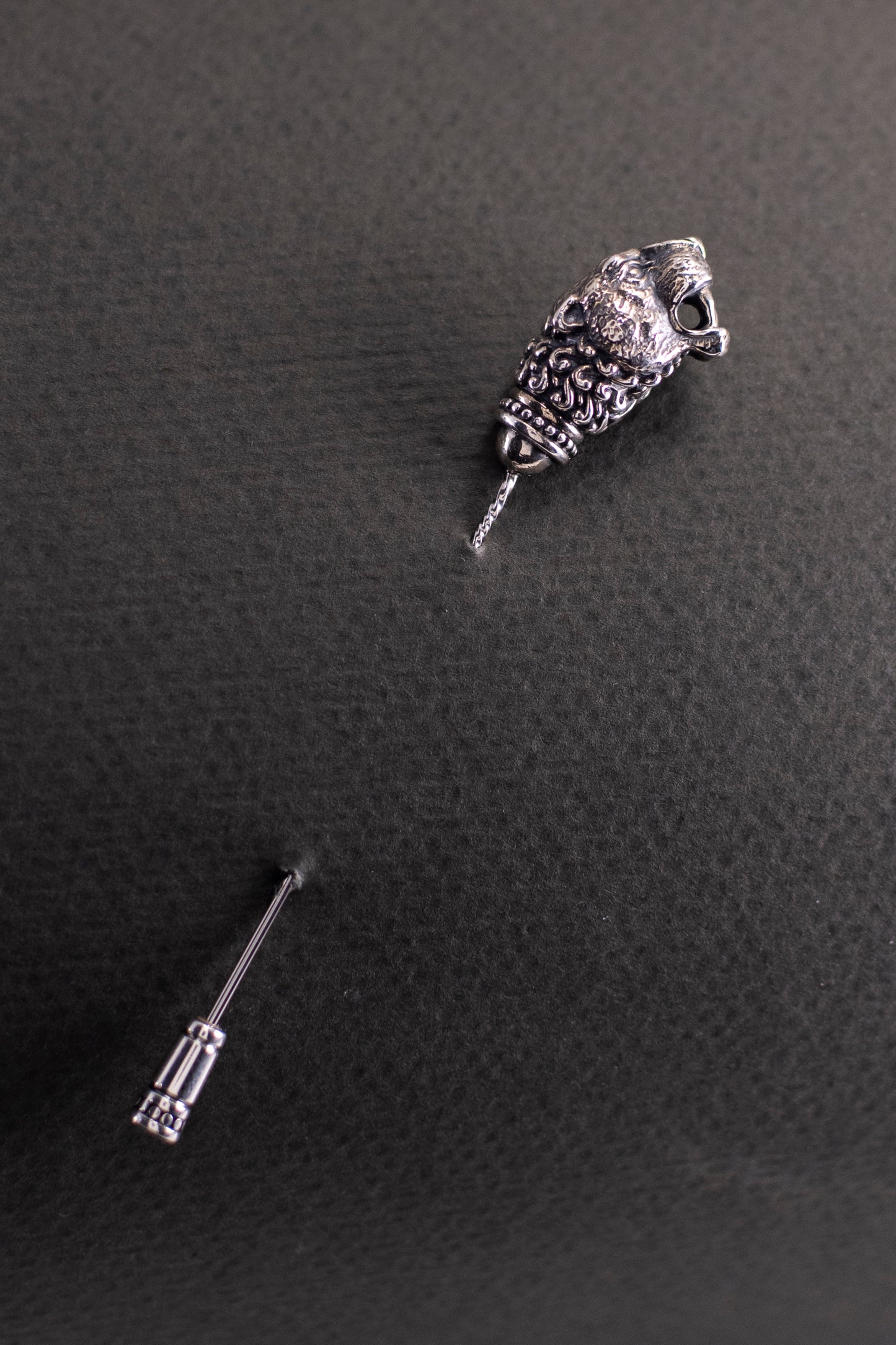 Silver Lion Head Stick Pin Lapel Pin