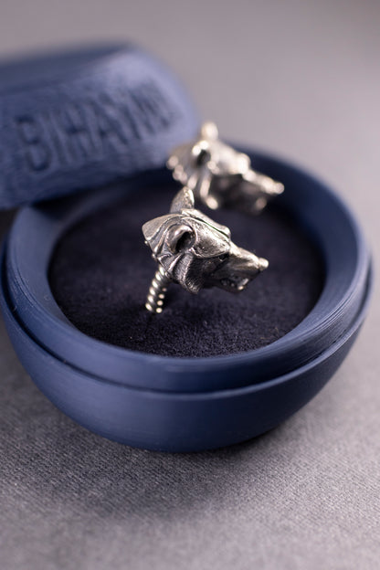 Oxidized Sterling Silver Wolf Cufflinks