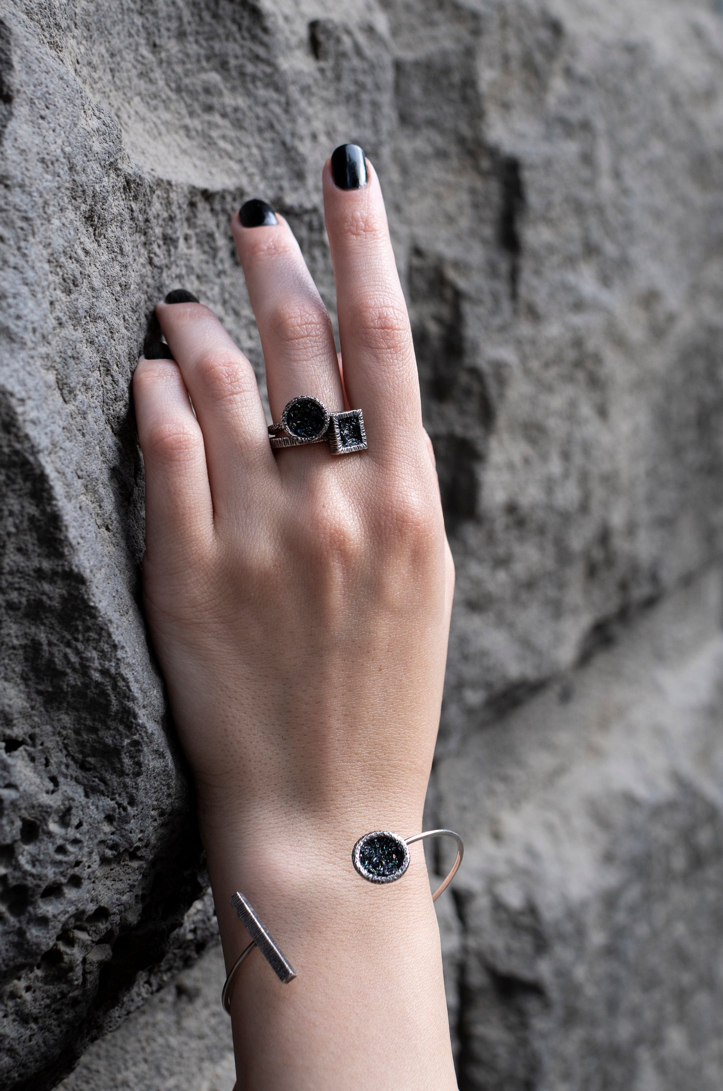 Druzy Carborundum Cuff Bracelet