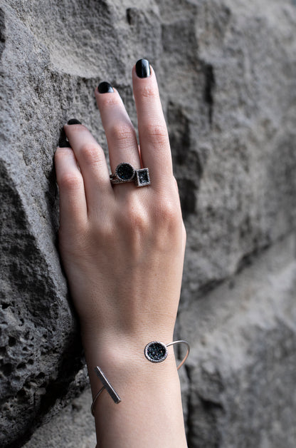 Druzy Carborundum Cuff Bracelet