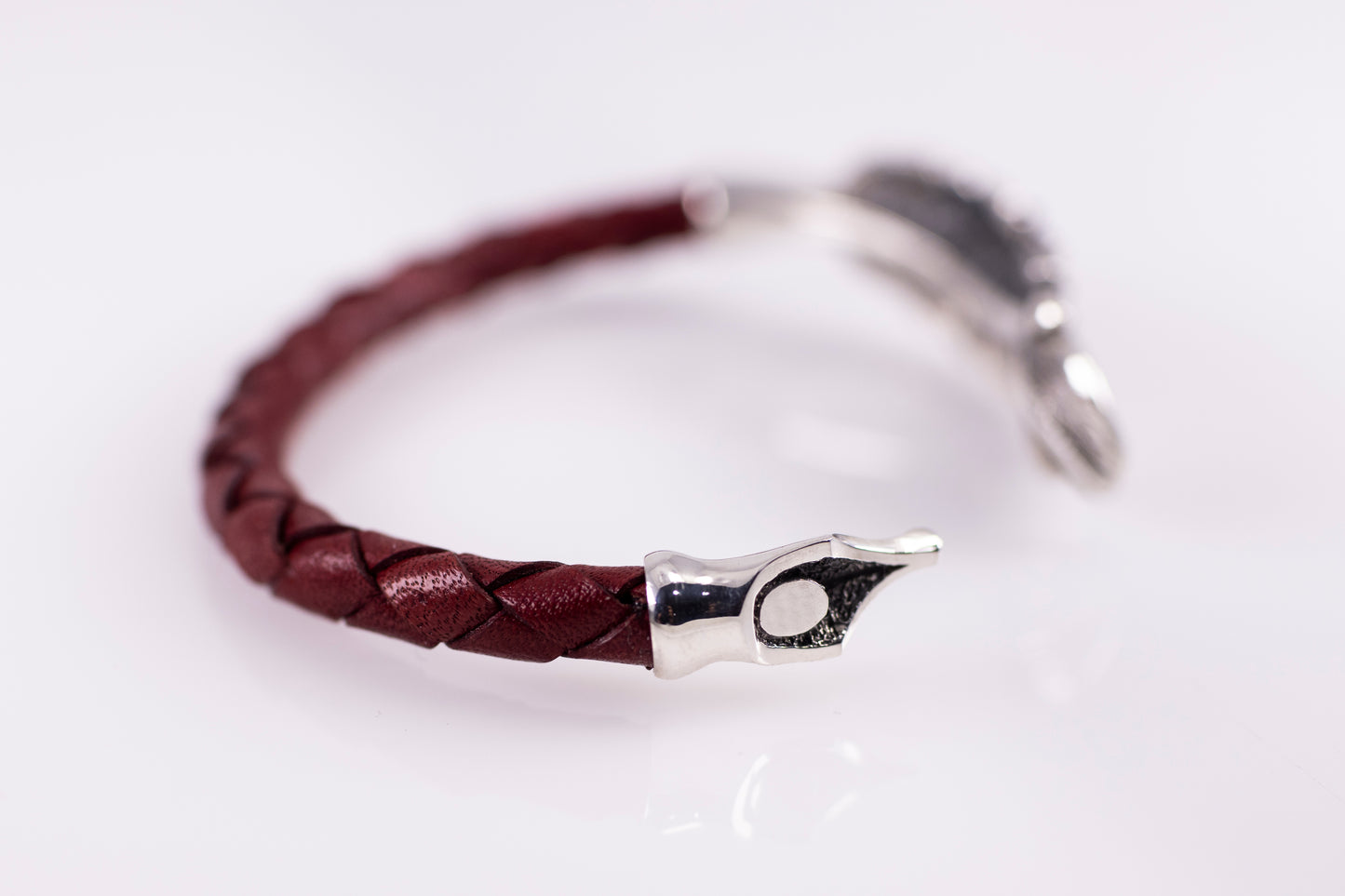 Sterling Silver Feather Cuff Bracelet | Handmade Leather Bangle
