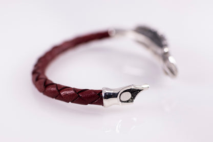 Sterling Silver Feather Cuff Bracelet | Handmade Leather Bangle